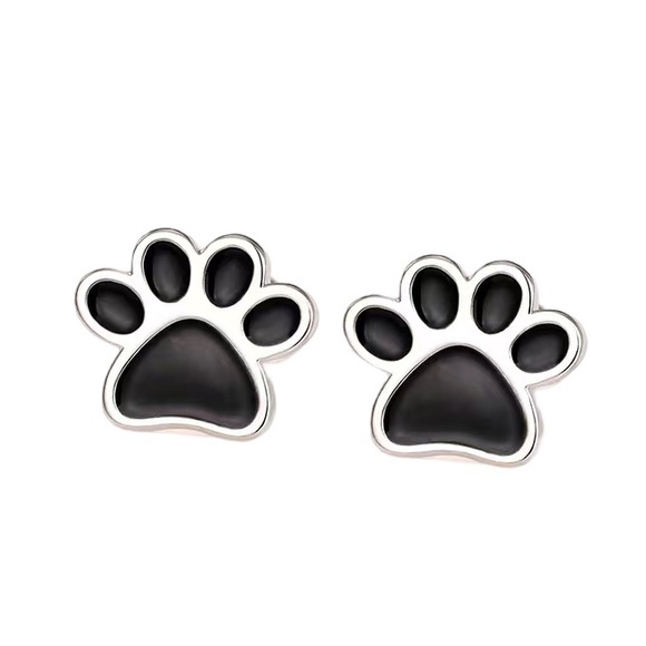 Jewelry - Silver Paw Print Stud Earrings